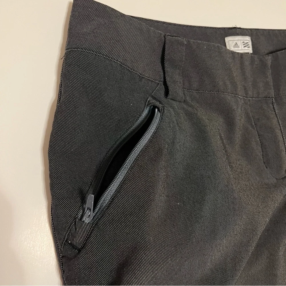Adidas Pants Womens charcoal Gray Chino Lightweight Casual Zip Pocket, sz 6
